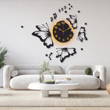 Butterfly Laminated Wall Clock With Backlight for Home & Office decoration
