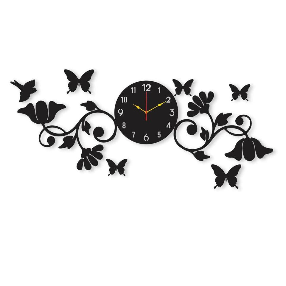 Butterfly Laminated Wall Clock With Backlight for Home & Office decoration