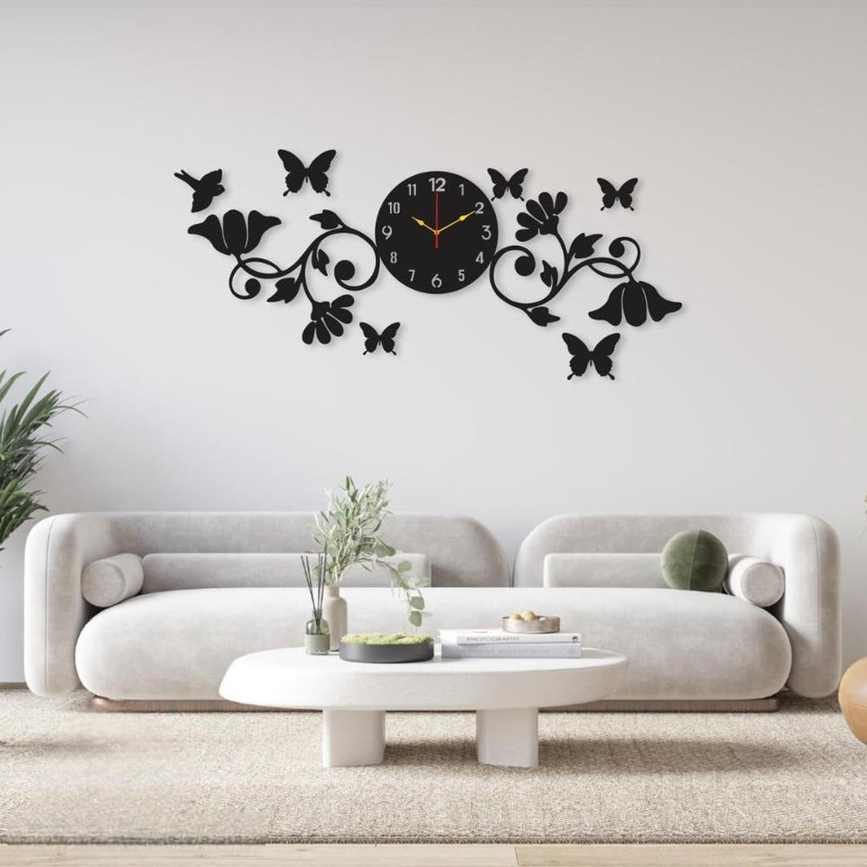 Butterfly Laminated Wall Clock With Backlight for Home & Office decoration