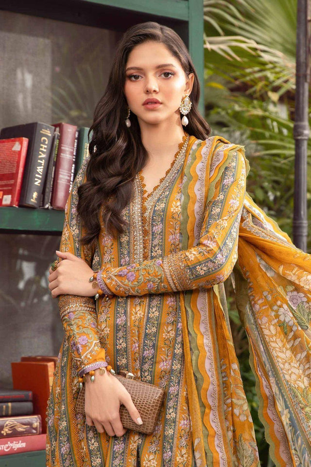 3 Pcs Women's Unstitched Traditional Embroidered Suit For Girls