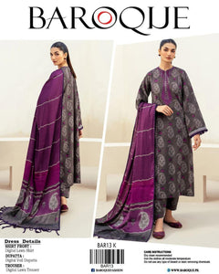 3 Pcs Women's Unstitched Printed Suit
