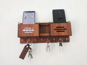 Wooden Wall Hanging Mobile Holder and Key Holder 3D DIY Design